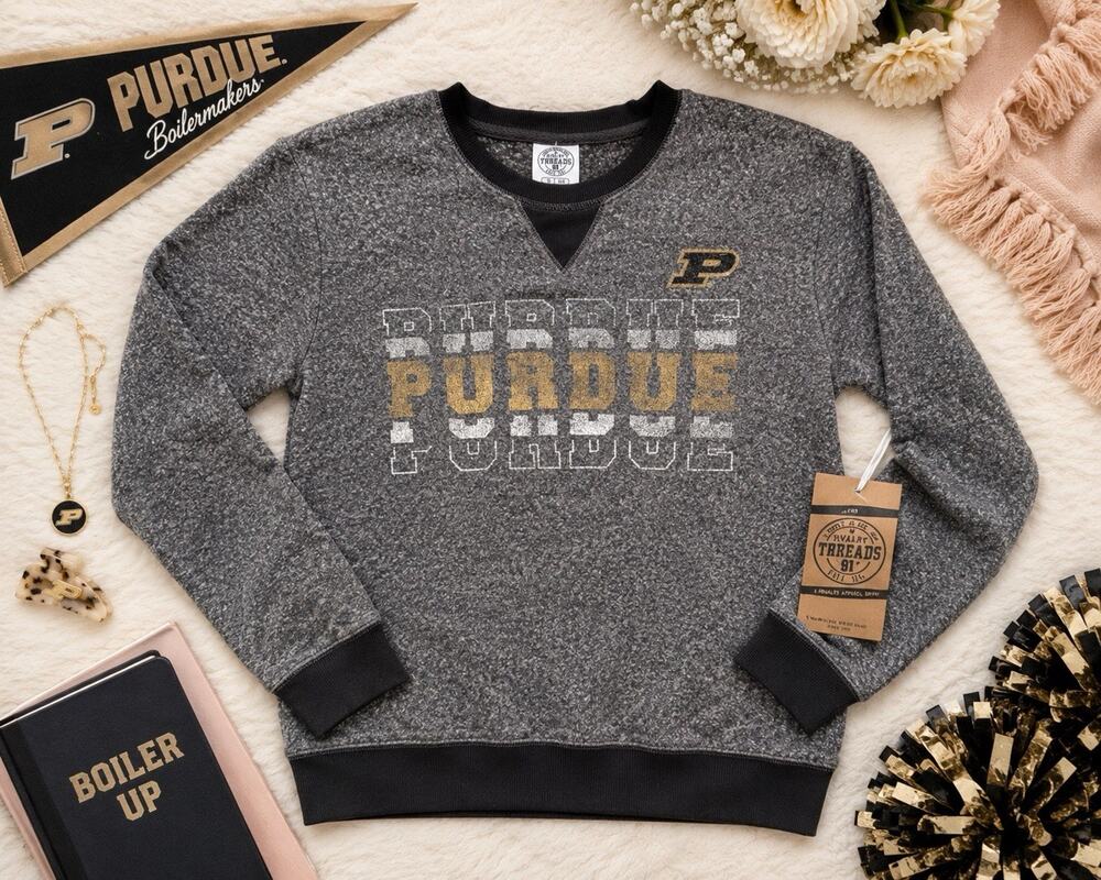 Purdue Boilermakers Women’s Small Gray Crewneck Sweatshirt NWT Rivalry Threads